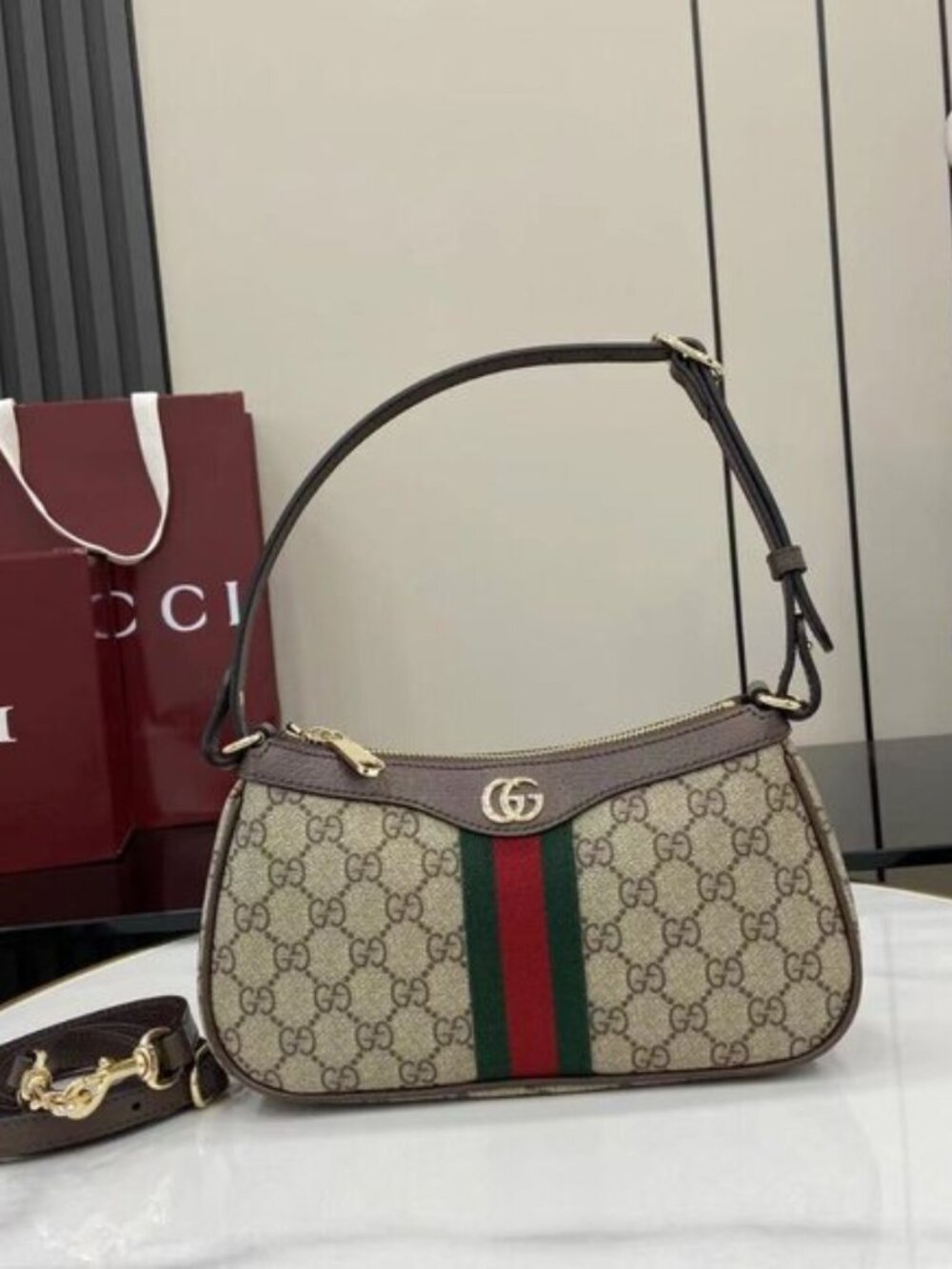 Gucci Ophidia Canvas Shoulder Bag (Small Size)